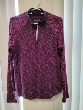 Ideology Women's Size L Quarter Zip Pullover Space Dye Purple Athletic Top